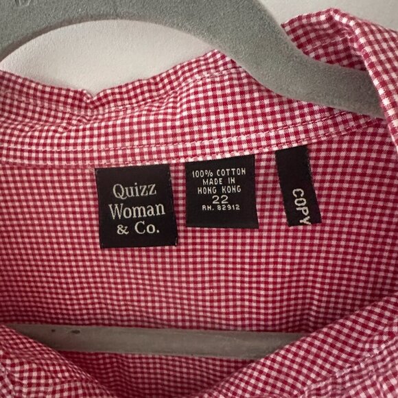 Vintage Quizz Red Gingham Button Up Shirt Women's Plus Size 22 Embroidered Stars - Picture 16 of 16